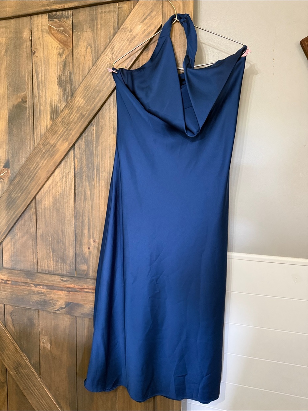 Banana Republic Deep Blue Satin Halter Slip Dress in Size XSMALL - Picture 2 of 4